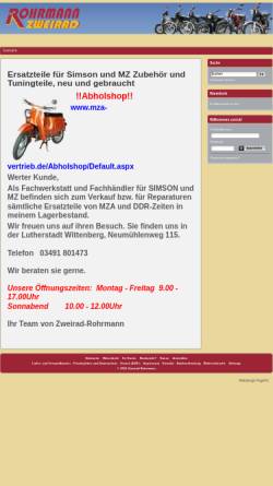 Vorschau der mobilen Webseite www.zweirad-ersatzteile.com, Zweirad Rohrmann