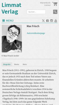 Vorschau der mobilen Webseite www.limmatverlag.ch, Max Frisch - Chronologie seines Lebens