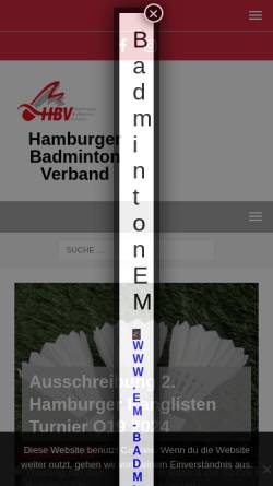Vorschau der mobilen Webseite www.hamburg-badminton.de, Badmintonverband Hamburg