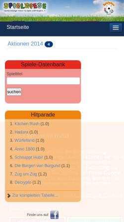 Vorschau der mobilen Webseite www.spielwiese-bielefeld.de, Bielefelder SpieleLiga