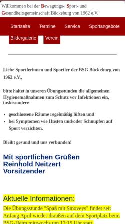 Vorschau der mobilen Webseite www.bsg-bueckeburg.de, Behinderten-Sportgemeinschaft Bückeburg e. V.