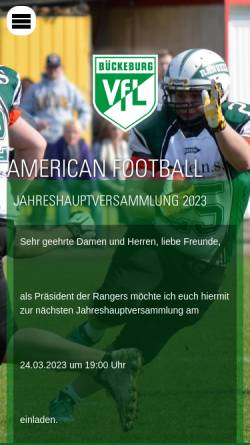 Vorschau der mobilen Webseite football.vfl-bueckeburg.de, Schaumburg Rangers