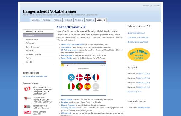 Vorschau von www.vokabeln.de, Langenscheidts Vokabeltrainer