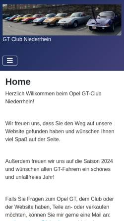 Vorschau der mobilen Webseite www.gt-club-niederrhein.de, Opel GT-Club Niederrhein