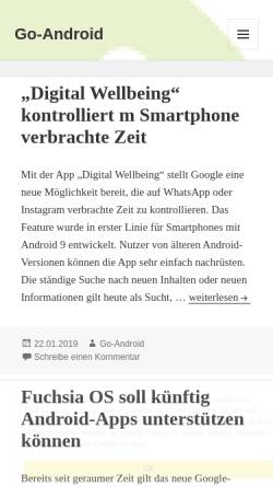 Vorschau der mobilen Webseite www.go-android.de, Go Android - Nachrichtenportal und Forum