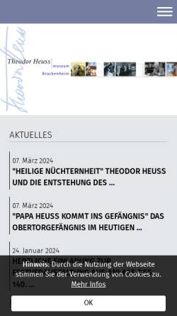 Vorschau der mobilen Webseite www.theodor-heuss-museum.de, Theodor Heuss Museum der Stadt Brackenheim