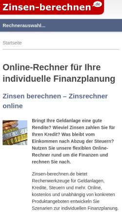Vorschau der mobilen Webseite www.zinsen-berechnen.de, Zinsen-berechnen.de