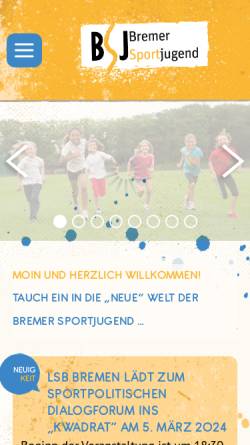 Vorschau der mobilen Webseite www.bremer-sportjugend.de, Sportjugend im Landessportbund Bremen