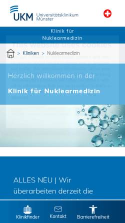 Vorschau der mobilen Webseite www.uni-muenster.de, Klinik und Poliklinik für Nuklearmedizin, Universität Münster