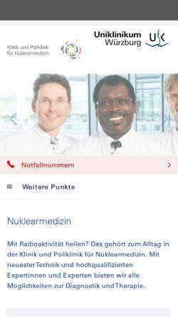 Vorschau der mobilen Webseite www.nuklearmedizin.ukw.de, Klinik und Poliklinik für Nuklearmedizin Würzburg