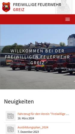 Vorschau der mobilen Webseite feuerwehr-greiz.de, Freiweillige Feuerwehr Greiz