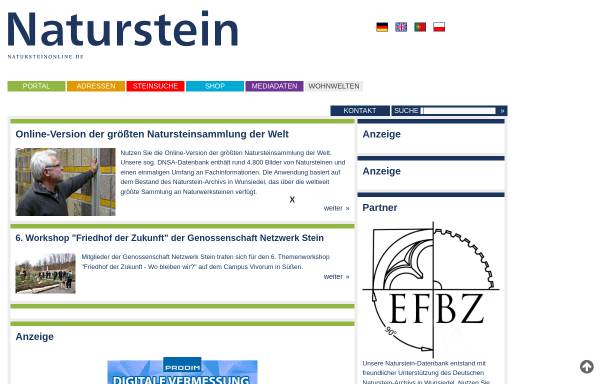 Vorschau von www.natursteinonline.de, Fachzeitschrift für den Bereich Naturstein