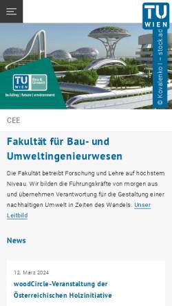 Vorschau der mobilen Webseite www.bauwesen.tuwien.ac.at, Fakultät für Bauingenieurwesen