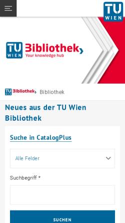 Vorschau der mobilen Webseite www.ub.tuwien.ac.at, Universitätsbibliothek der TU Wien (UBTUW)