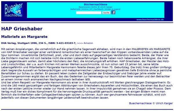 Hap Grieshaber: Malbriefe an Margarete