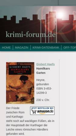 Vorschau der mobilen Webseite www.krimi-forum.net, Gisbert Haefs: Hamilkars Garten