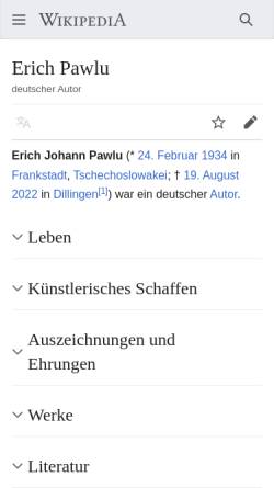 Vorschau der mobilen Webseite www.erichpawlu.de, Erich Pawlu