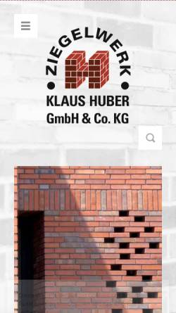 Vorschau der mobilen Webseite ziegelwerk-huber.de, Ziegelwerk Klaus Huber