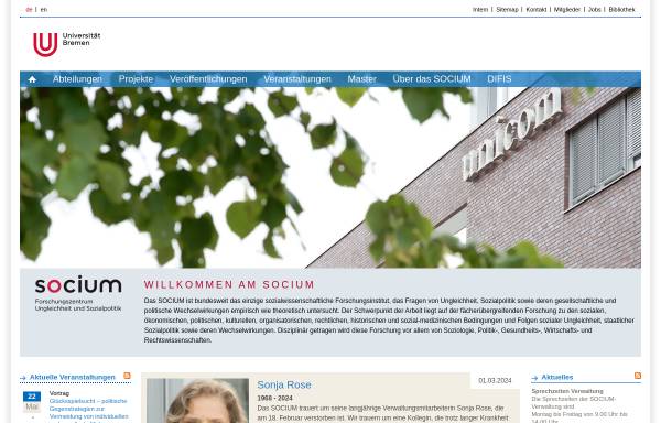 Vorschau von www.zes.uni-bremen.de, Zentrum für Sozialpolitik