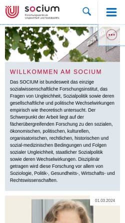 Vorschau der mobilen Webseite www.zes.uni-bremen.de, Zentrum für Sozialpolitik