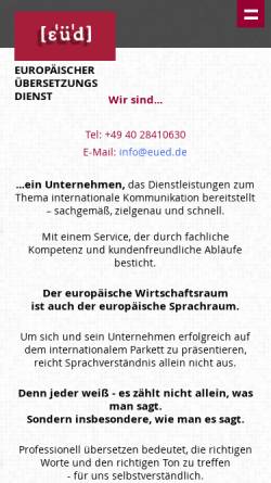 Vorschau der mobilen Webseite www.eued.de, EÜD Europäischer Übersetzungs-Dienst e.K.