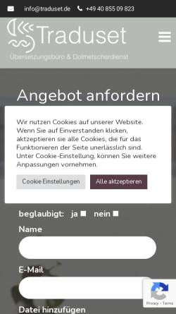 Vorschau der mobilen Webseite traduset.de, Übersetzungsbüro Traduset
