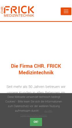 Vorschau der mobilen Webseite www.frick-medizintechnik.de, Chr. Frick Medizintechnik