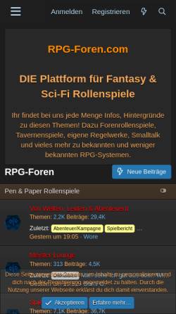 Vorschau der mobilen Webseite www.rpg-foren.com, RPG Foren
