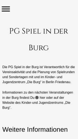 Vorschau der mobilen Webseite www.spiel-in-der-burg.de, Spiel in der Burg
