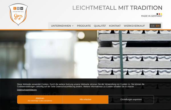 Vorschau von www.lmw-leichtmetall.de, LMW Leichtmetallguss GmbH