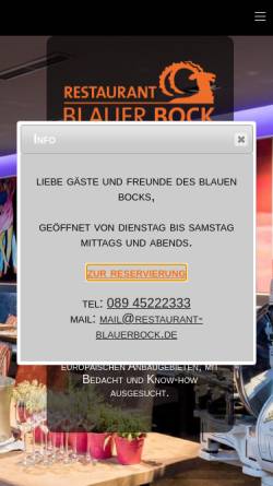 Vorschau der mobilen Webseite www.restaurant-blauerbock.de, Gasthof Blauer Bock