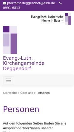 Vorschau der mobilen Webseite www.deggendorf-evangelisch.de, Evangelische Kirchengemeinde Deggendorf