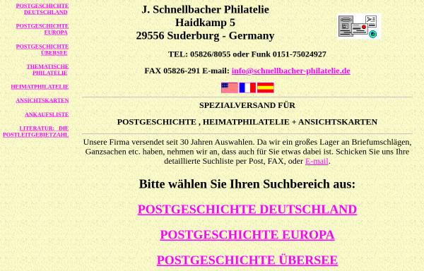 Vorschau von www.schnellbacher-philatelie.de, J. Schnellbacher Philatelie: Postgeschichte, Heimatphilatelie und Anischtskarten