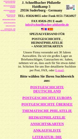 Vorschau der mobilen Webseite www.schnellbacher-philatelie.de, J. Schnellbacher Philatelie: Postgeschichte, Heimatphilatelie und Anischtskarten