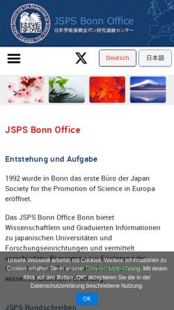 Vorschau der mobilen Webseite www.jsps-bonn.de, Japan Society for the Promotion of Science (JSPS)