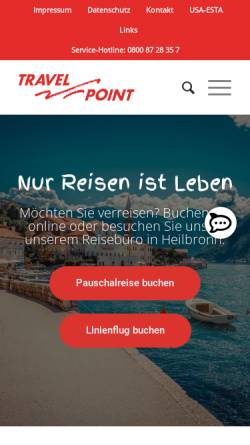 Vorschau der mobilen Webseite www.travelpoint.de, Travelpoint Flugreisen GmbH
