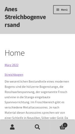 Vorschau der mobilen Webseite www.anes-streichbogenversand.de, Anes Streichbogenversand, Inh. Christiane Klier-Siemens