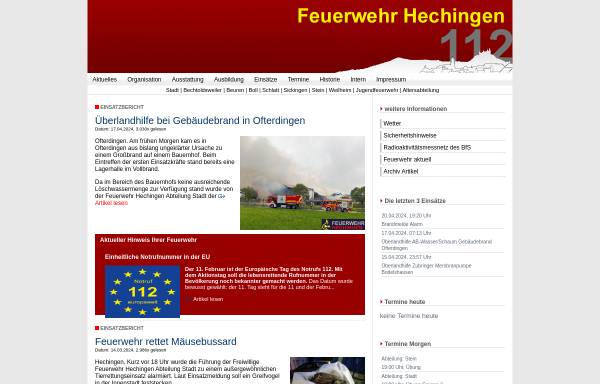 Vorschau von www.feuerwehr-hechingen.com, Freiwillige Feuerwehr Hechingen