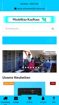 Vorschau der mobilen Webseite www.modellbau-kaufhaus.de, Das Modellbau-Kaufhaus