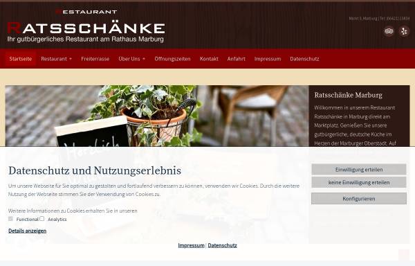Vorschau von www.ratsschaenke-marburg.de, Restaurant Ratsschänke Marburg