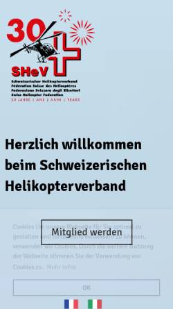 Vorschau der mobilen Webseite www.swissheli.ch, SHeV - Schweizerischer Helikopterverband