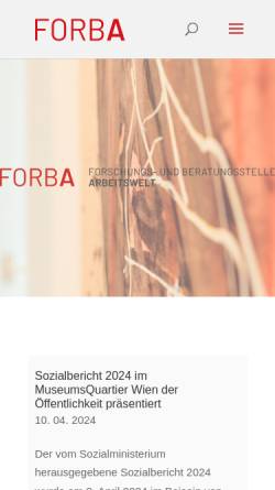 Vorschau der mobilen Webseite www.forba.at, Forschungs- und Beratungsstelle Arbeitswelt e.V. (FORBA)