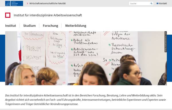 Vorschau von www.wa.uni-hannover.de, Weiterbildungsstudium Arbeitswissenschaft der Universität Hannover