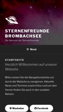 Vorschau der mobilen Webseite sternenfreunde-brombachsee.de, Sternenfreunde Brombachsee e.V.