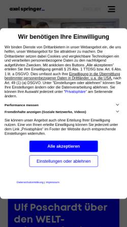 Vorschau der mobilen Webseite www.axelspringer.com, Axel Springer Verlag AG Berlin