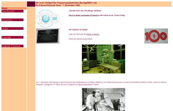Vorschau von www.drzirm.org, Die erste erfolgreiche Organtransplantation
