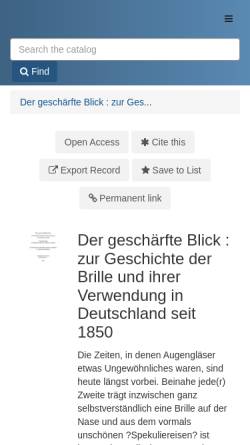 Vorschau der mobilen Webseite archiv.ub.uni-marburg.de, Die Geschichte der Brille und ihrer Verwendung in Deutschland seit 1850