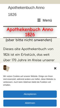 Vorschau der mobilen Webseite www.apothekenbuch.de, Die Hausapotheke anno 1826