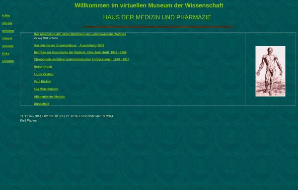 Vorschau von www.amuseum.de, Virtuelles Museum der Medizin und Pharmazie