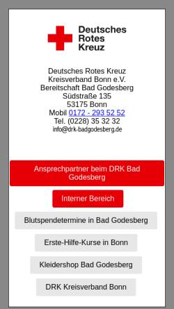 Vorschau der mobilen Webseite www.drk-badgodesberg.de, Deutsches Rotes Kreuz (DRK) - Bereitschaft Bad Godesberg